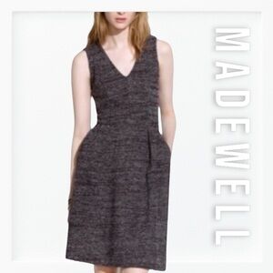 NWT Madewell Maroon Terrace Tweed Fit and Flare Sleeveless Dress sz S